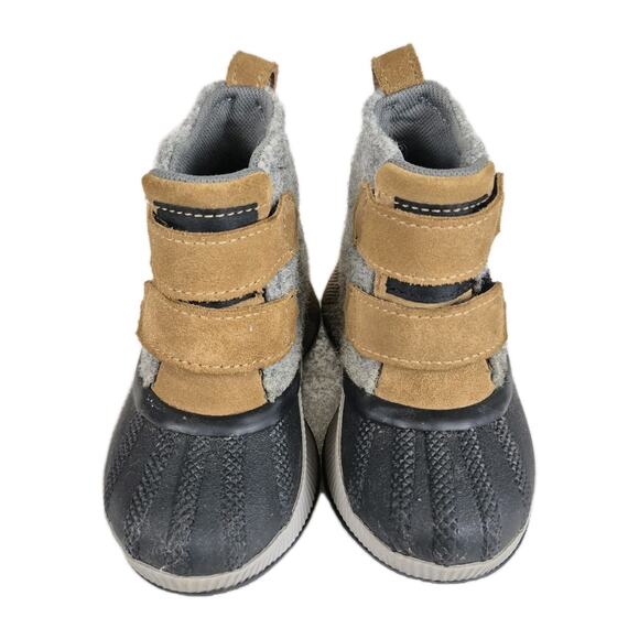 Sorel Toddler 8 Waterproof Winter Boots Gray Tan Suede Felt Duck Boot - Picture 2 of 10